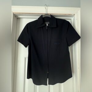 Giorgio Armani Golf Vintage Women’s Polo Full Zip Shirt Size 4 Small Navy Blue